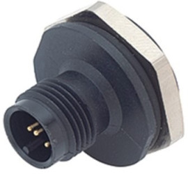 Panel plug, M12, 4 pole, solder connection, screw locking, straight, 86 4531 1002 00004