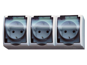 FALA Gniazdo potrójne z uziemieniem schuko wieczko przezroczyste biały GNH-3HS/00/d OSPEL