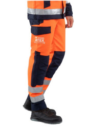 PANTALON ATEX+HV ORANGE/MARINE