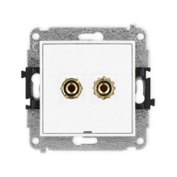 ICON Mechanizm gniazda głośnikowego poj., bez opisu (banan - czerwony i czarny, pozłacany, 4 mm2, do lutowania) biały IGGBO-3