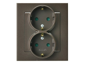 SONATA Gniazdo podwójne z uziemieniem schuko z przesłonami z ramką czekoladowy metalik GP-2RSP/40 OSPEL