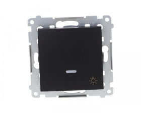 Simon 54 Przycisk światło” z podświetleniem LED (moduł) 10AX 250V szybkozłącza, czarny mat DS1L.01/49