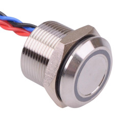 PBARAAFB002N2C APEM Red/Blue LED Momentary NO 19mm Piezo Switch Prewired IP68
