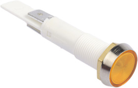 Lampka kontrolna do montażu panelowego 230V ac Pomarańczowy 10mm Neonowy Chrom Końcówka lutownicza Arcolectric (Bulgin)