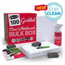 Show-me A4 Gridded Drywipe Boards - Bulk box of 100 sets