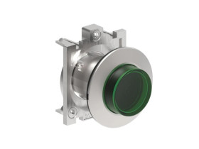 Metalowy przycisk płaski podświetlany fi30mm samoczynny powrót wystający Zielony LPFBL203