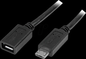 USBUBEXT50CM USB 2.0 cable, Micro B plug to socket, OTG, 50 cm