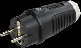 Solid rubber plug Taurus2, type EF - CEE 7/7, black/white