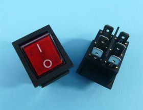 KCD7 15A/250V PODŚW.6-PIN RED PRZEŁ