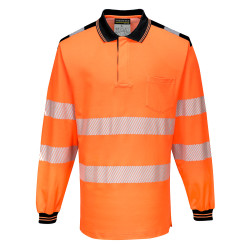 Polo Shirt Hi-Vis Long Sleeve Orange And