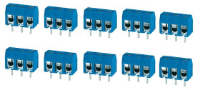 Opencircuit Print terminal block 3 pole 5mm blue - 10 pieces