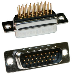 Złącze D-Sub 26-pinowe Męski Kątowe Montaż wtykowy raster 2.286mm Złoto