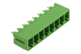 Łączówka; ECH381V-08P; 8 torów; R=3,81mm; 9,2mm; 8A; 300V; na panel; kątowe 90°; zamknięta; lutowany; zielony; Dinkle; RoHS