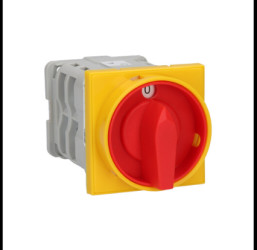 Łącznik krzywkowy 40A 0-1 mocowany do pulpitu żółto-czerwony z czołem zamykanym ŁK40-2.8211\P08