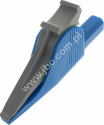 5066-IEC-BL Krokodylek bezpieczny z gniazdem 4mm, rozwarcie szczęk 32mm, niebieski, ELECTRO-PJP, 5066IECBL