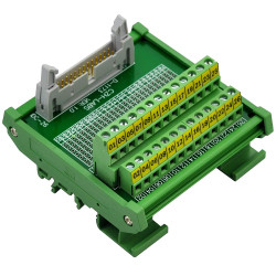 CZH-LABS DIN Rail Mount IDC-26 Male Header Connector Breakout Board Interface Module, IDC Pitch 0.1&quot;, Terminal Block Pitch