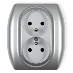 TREND Gniazdo podwójne z/u srebrny 5GP-2zp