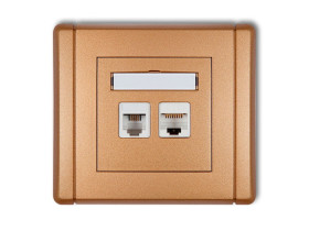 FLEXI Gniazdo telefoniczne 1xRJ11 + komputerowe pojedyncze 1xRJ45 kat.5e 8-stykowe beznarzędziowe złoty metalik 8FGTK KARLIK