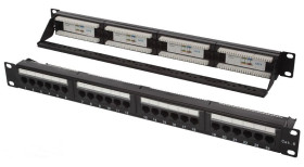 Patch panel UTP 19" kat.6, 24 porty z listwą v2