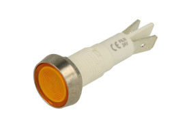 Kontrolka; FL1P-10NJ- 4_BYX024V; 10mm; podświetlenie LED 24V; żółty; konektory 6,3x0,8mm; srebrny; IP67; 51mm; FILN; RoHS