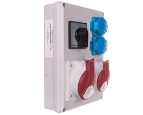 Rozdzielnica 1x16A 5P/ 1x32A 5P 2x230V TVM 21 IP44 wyłącznik L-0-P ROS-W1603.2/L-0-P