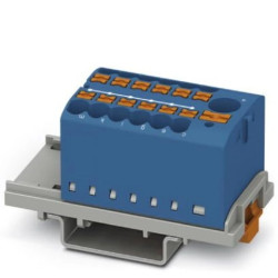 Blok rozdzielczy PTFIX 6/12X2,5-NS35 BU, niebieskie złącze przemysłowe - 12 punktów przyłączeniowych o przekroju 2,5mm2