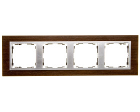 Simon 82 Ramka poczwórna pozioma drewniana wenge/ ramka pośrednia aluminium mat 82947-65