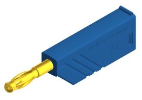 LAS N WS AU BL Wtyk izolowany 4mm z dodatkowym gniazdem 4mm, pozłacany, przyłącze przykręcane, 24A, niebieski, Hirschmann, 93410