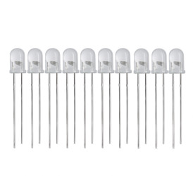 10szt. DIODA LED 10mm BIAŁA PRZEŹROCZYSTA 3V