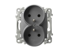 SZAFIR Gniazdo podwójne z uziemieniem moduł bez ramki szary mat GP-2ZRZ/m/70 OSPEL