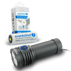ZESTAW Latarka LED everActive FL-3300R Luminator + Akumulator everActive 26650 3,7V Li-ion 5200mAh micro USB