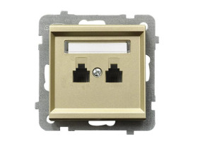 SONATA Gniazdo telefoniczne podwójne niezależne szampański złoty GPT-2RN/m/39 OSPEL