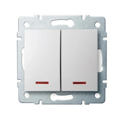LOGI Łącznik zwierny podwójny LED śrubowy 10AX 250V biały 021023102 25070