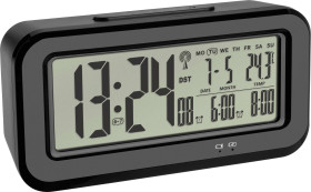 TFA Dostmann 60.2554.01 Sterowany radiowo Budzik czarny Ilość alarmów 2 duży wyświetlacz