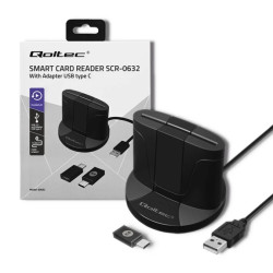 Qoltec Inteligentny czytnik chipowych kart ID SCR-0632 USB 2.0 + Adapter USB-C