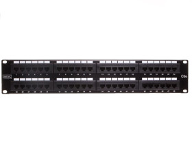 Patch panel kompletny 19 cali 48x RJ45 U/UTP kat. 5e 2U czarny (RAL 9005) DN-91548U