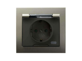 KIER Gniazdo hermetyczne z uziemieniem schuko IP-44 z przesłonami torów prądowych wieczko przezroczyste brązowy metalik GPH-1WSP