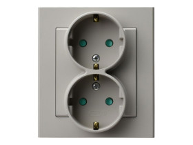 SONATA Gniazdo podwójne schuko z uziemieniem z przesłonami kompletne z ramką kaszmirowy GP-2RSP/82 OSPEL
