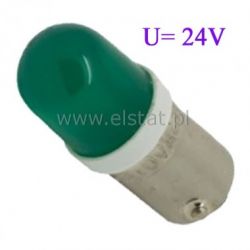 Żarówka 24V BA9S bagnetowa zielona