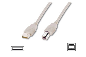 Kabel połączeniowy USB 2.0 Typ USB A/USB B, M/M beżowy 3m AK-300102-030-E