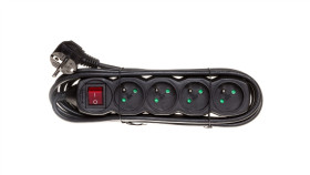 Przedłużacz Z Wyłącznikiem 4-Gniazda Z/U 3M /H05vv-F 3G1/ Czarny Pc1413