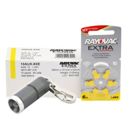 120 x baterie do aparatów słuchowych Rayovac Extra Advanced 10 MF + brelok everActive FL-15