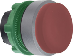 Pushbutton, unlabeled, unlit, latching, waistband round, red, front ring light gray, mounting Ø 22 mm, ZB5AH4C0