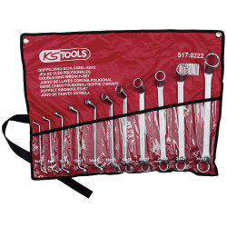 KS Tools 517.0222 Double Ring Spanner Set, Offset, 11 Pcs 6-32mm