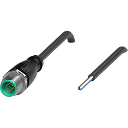 Sensor actuator cable, M12-cable plug, straight to open end, 4 pole, 2 m, PUR, black, 4 A, 242213