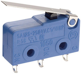Subminiature snap-action switch, On-On, solder connection, hinge lever, 0.5 N, 6 (2) A/250 VAC, IP40, 1050.5202