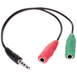 Akyga AK-AV-08 Audio Adapter Black 15 cm Jack Plug to 2x Jack Socket Cable