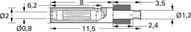 2 mm socket, solder connection, 0.8 mm, 41.0055