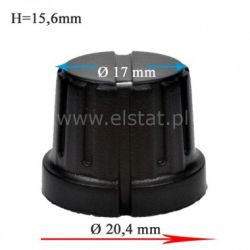Gałka fi= 17x15,6mm oś=6mm czarna + śrubka