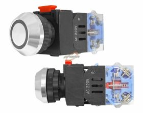 PRZEŁĄCZNIK CHWILOWY 22mm 230V PODŚW. METALOWY RING R MKX